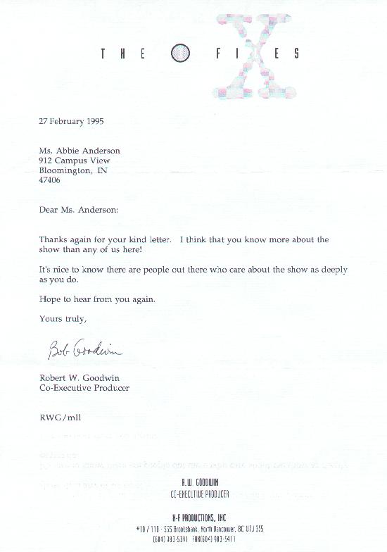 Bob Goodwin letter 1