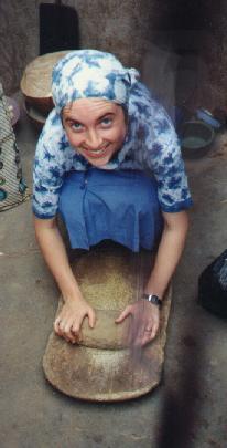 Abbie with grinding stone